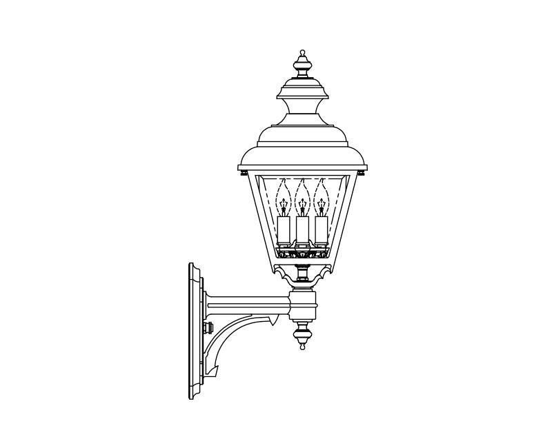 Plymouth, Medium, aluminum, Wall Mount, Clear glass, (3) 25W B10, 120V